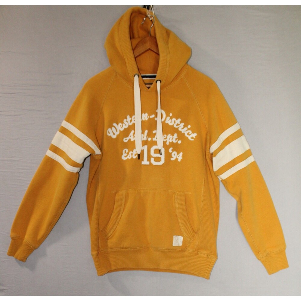 Vintage Old Navy Yellow Western District Athl. Dept Pullover Hoodie Size Small